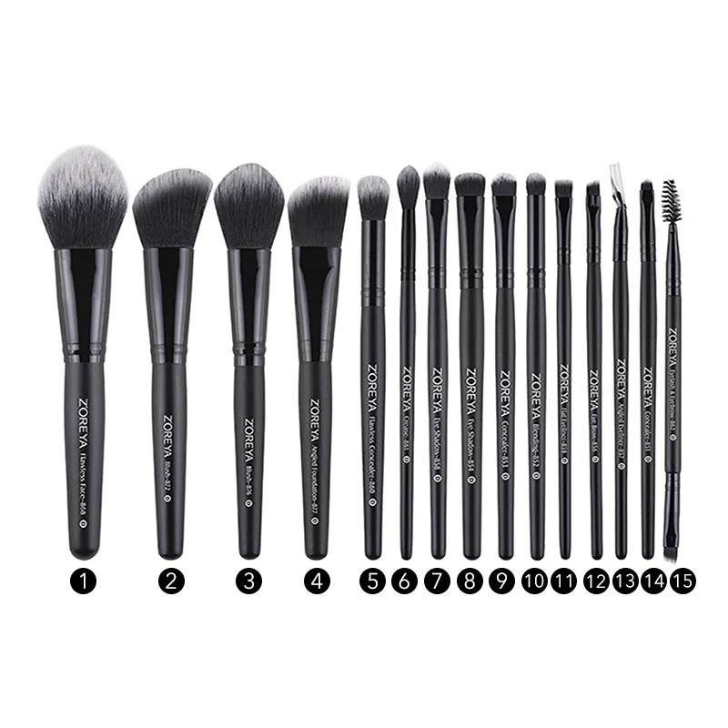 ZOREYA 15pcs Makeup Brushes Make Up Brushes Powder Eyebrow Foundation Blush Cosmetic Kits Professional Completa Makeup Tools