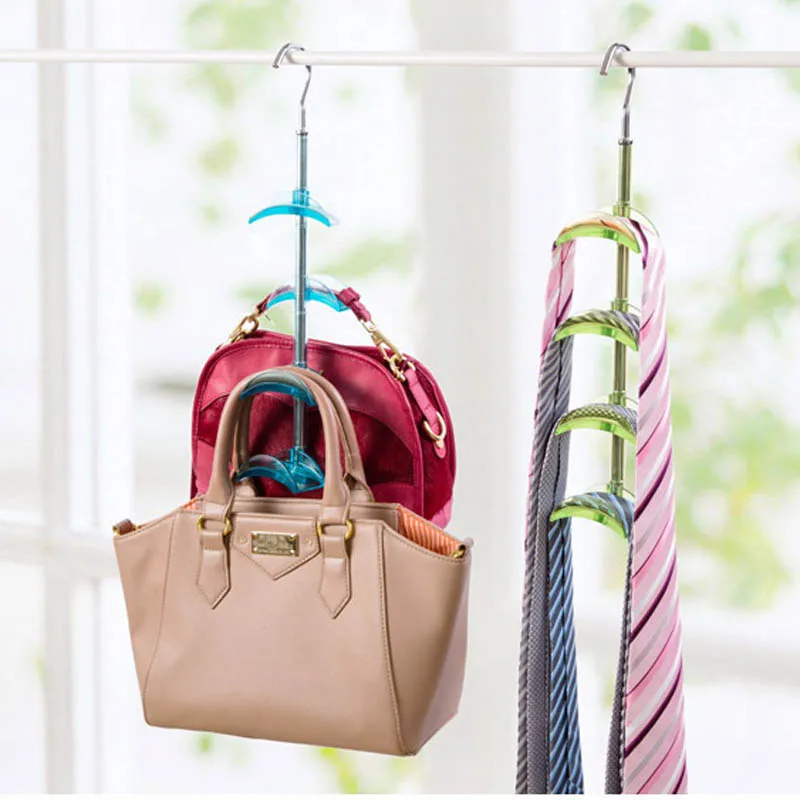 Rotatable 4 Hooks Handbag Hanging Holder Hanger Hook Scarf Shawl