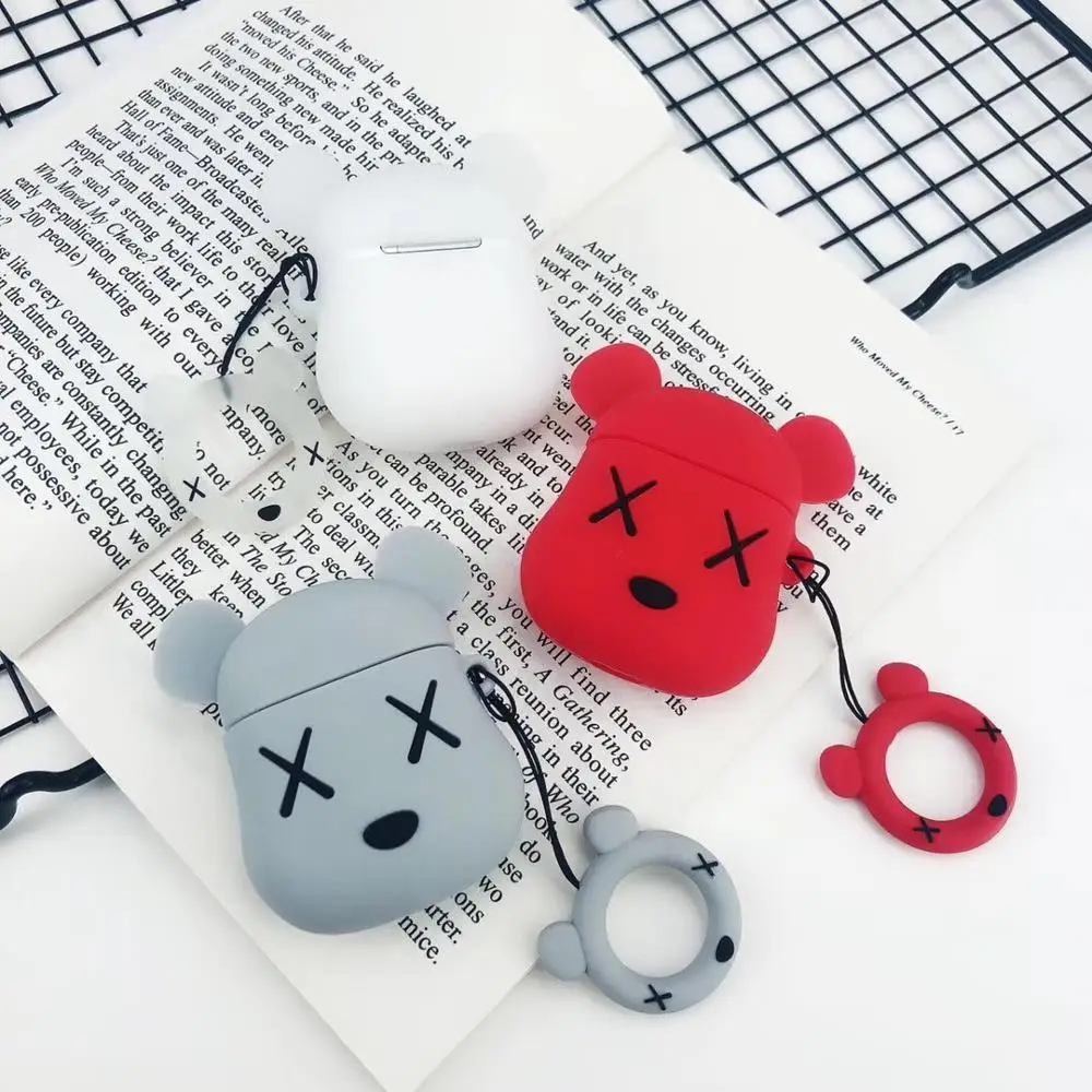High Quality Silicon Cute Cartoon violent bear Soft Bluetooth Wireless Earphone Cases for Apple AirPods 1/2 Earphones Box