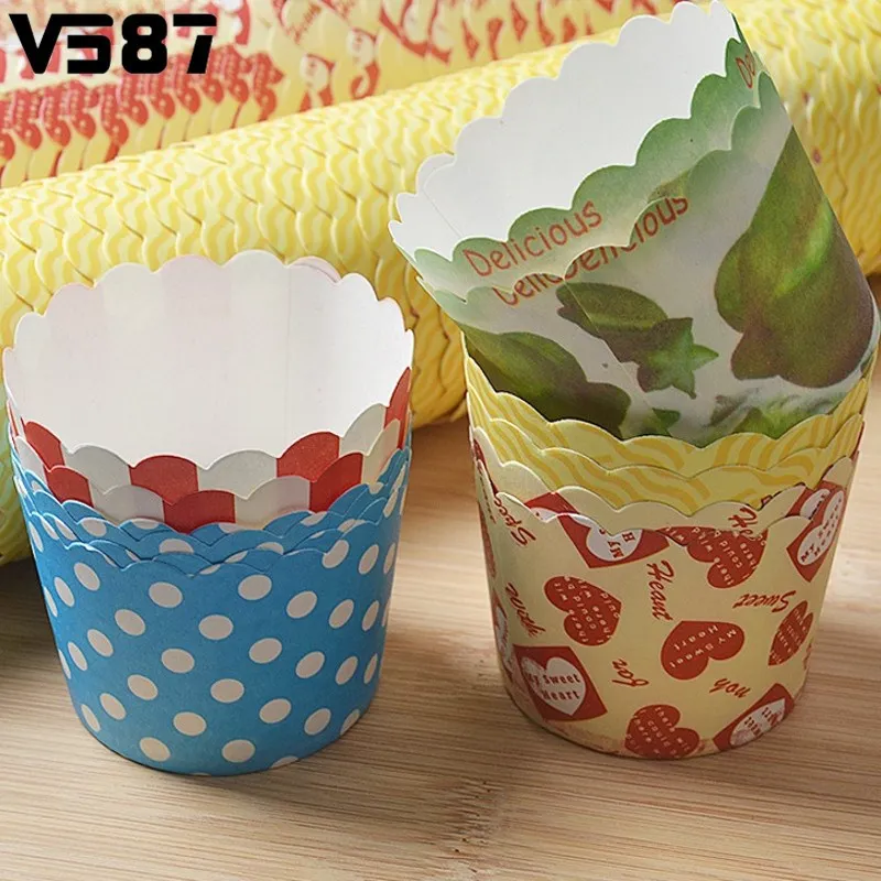 50Pcs Cute Muffin Cupcake Wrapper Paper Baking Cups Cupcake Liners