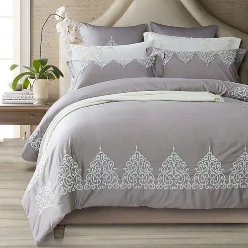 IvaRose набор постельного белья из 4 предметов из египетского хлопка, роскошный комплект постельного белья с вышивкой, постельное белье King queen, пододеяльник, простыня - Цвет: 3