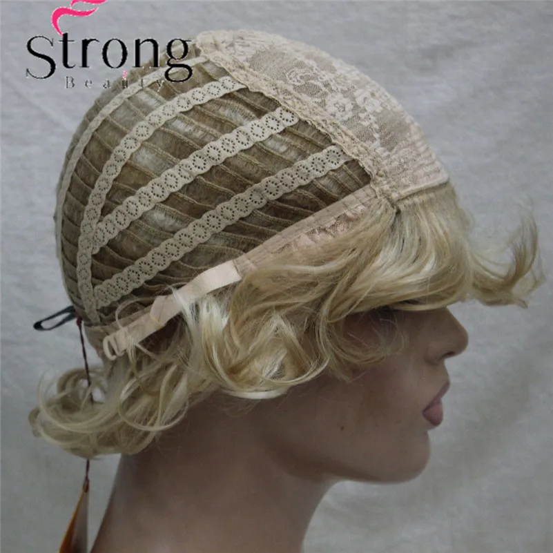 L-427B 24H613 Women's Wig Wavy Curly Golden Blonde mix blonde Short Synthetic Hair Full Wig (5)