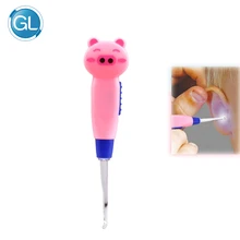 3 шт./лот, чистящее средство для ушей, ушной шприц, приспособление для ухода за ребенком, Детская Милая мультяшная ложка для ушей, совок, светодиодный фонарик, подарок