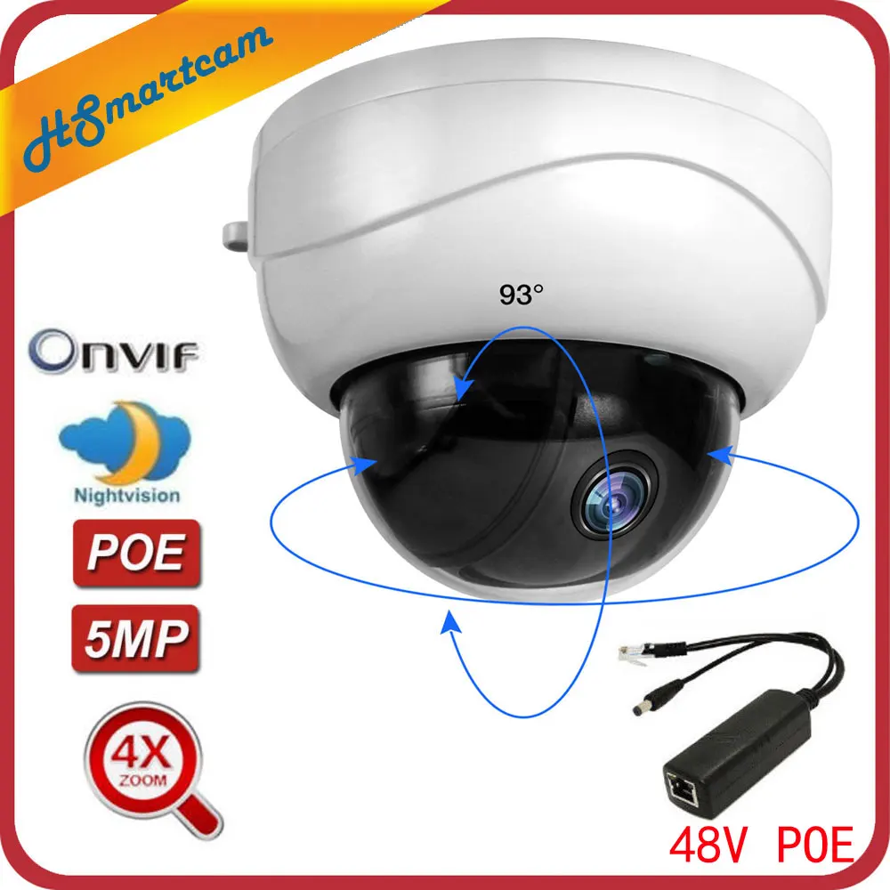 5MP POE 2.5 ''4X ZOOM HD 1080P 2MP PTZ IP Della Cupola di IR Audio MIC Microfono di Sicurezza Della