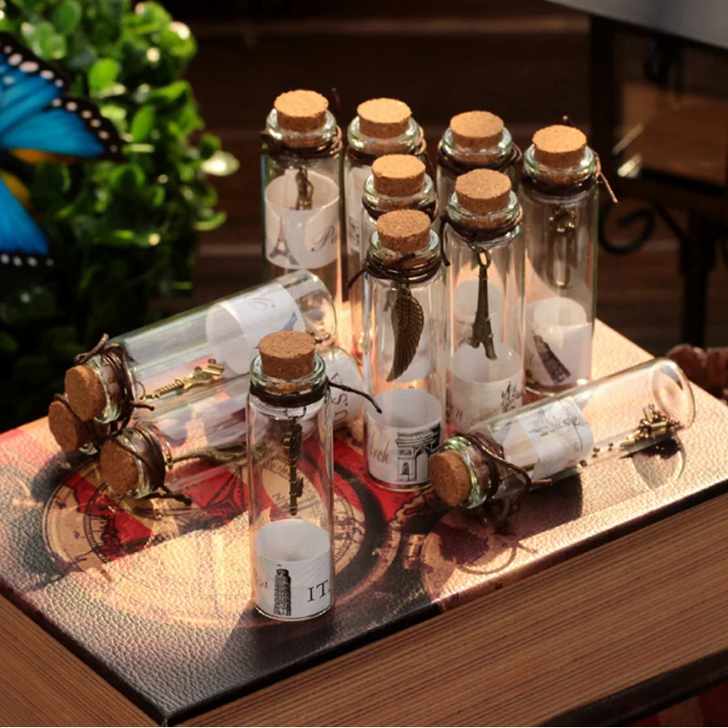 Vintage Sand Drift Bottle Mini Cute Clear Cork Stopper DIY Glass Bottles Craft Wishing Small Decorate Jars Storage Containers