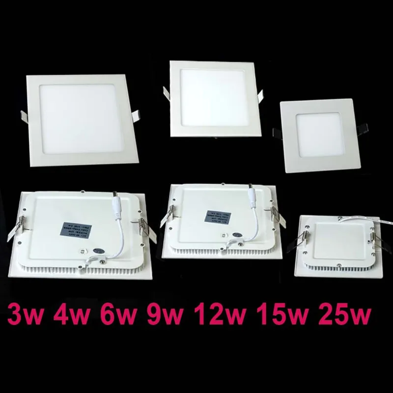 LED Downlight Recessed Ceiling Spotlight Ceiling Lamps 3W/6W/9W/12W/15W/25W Square LED Panel AC/DC12V-24V with Drive