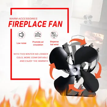 4 Blades Heat Powered Eco Stove Fan Black/Gold/Sliver Warm Air Than 2 Blade Stove Fan For Wood/Log Burner /Fireplace 1pcs 4 blades plastic fan blade for hair dryer fan parts