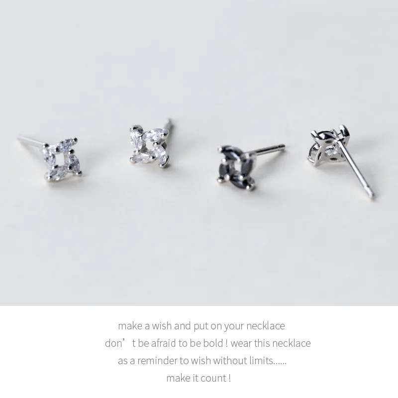 square Zircon earrings woman 100% 925 Sterling silver Jewelry fashion Hypoallergenic Stud earrings for women gift S925 earring