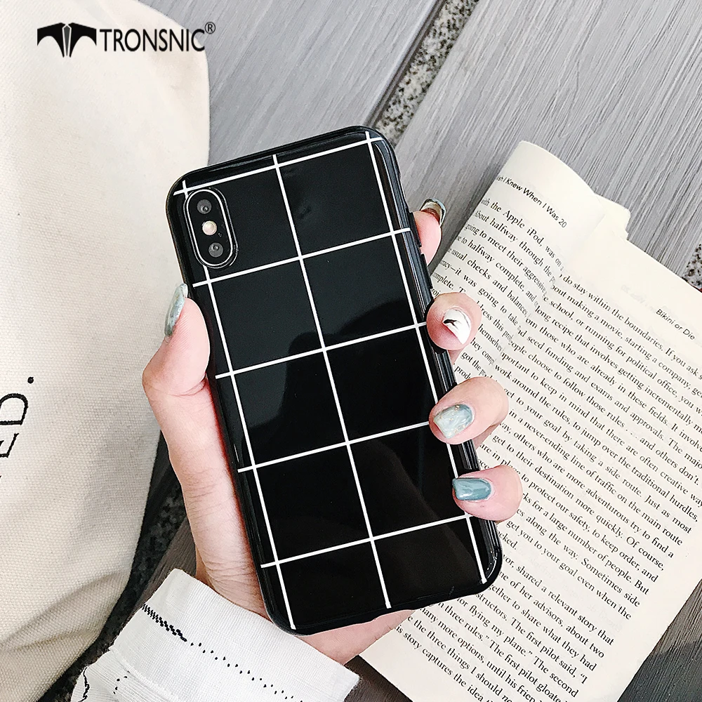 TRONSNIC Plaid Phone Case for iPhone X XS MAX XR Soft Silicone Black White Case for iPhone 6S 7 8 Plus Luxury Covers Hot Fashion iphone 8 wallet case