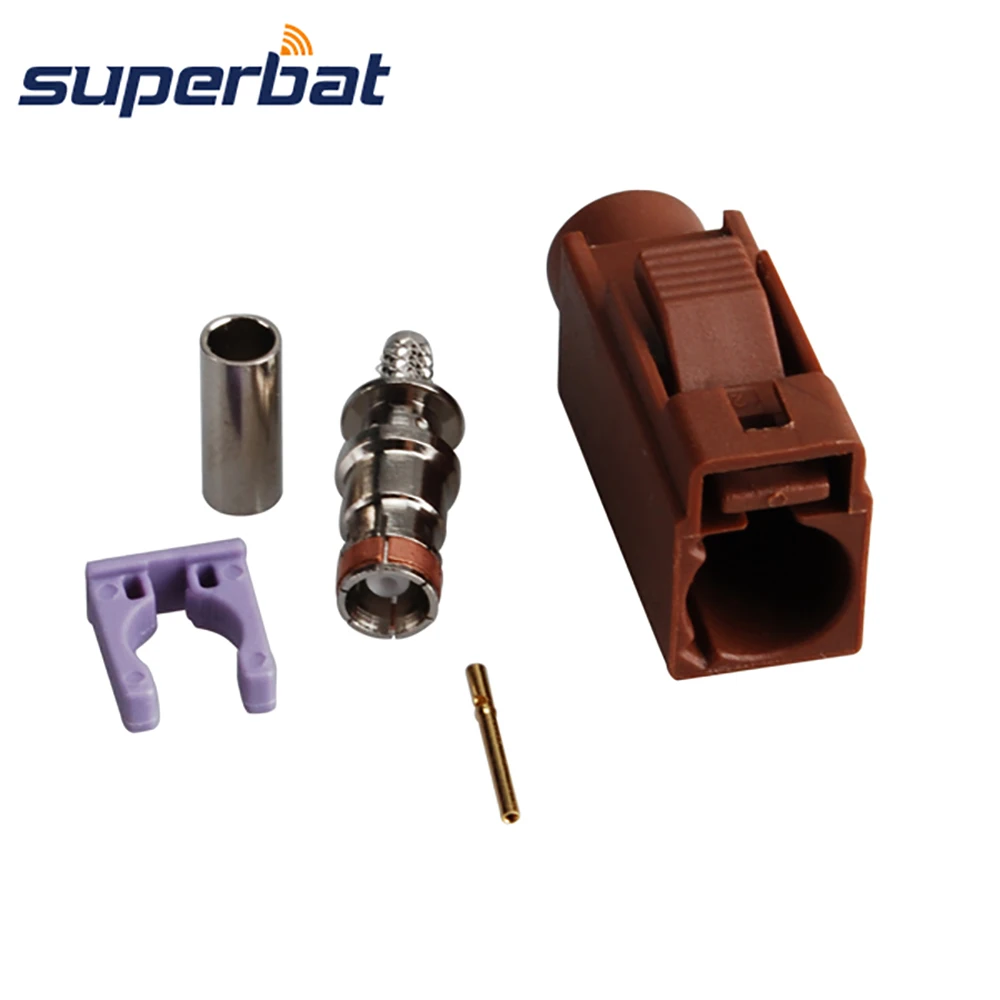 

Superbat Car Antenna RF Coaxial Connector Fakra F Brown/8011 Jack Female TV2 SDARS Crimp for Cable RG316 RG174 LMR100