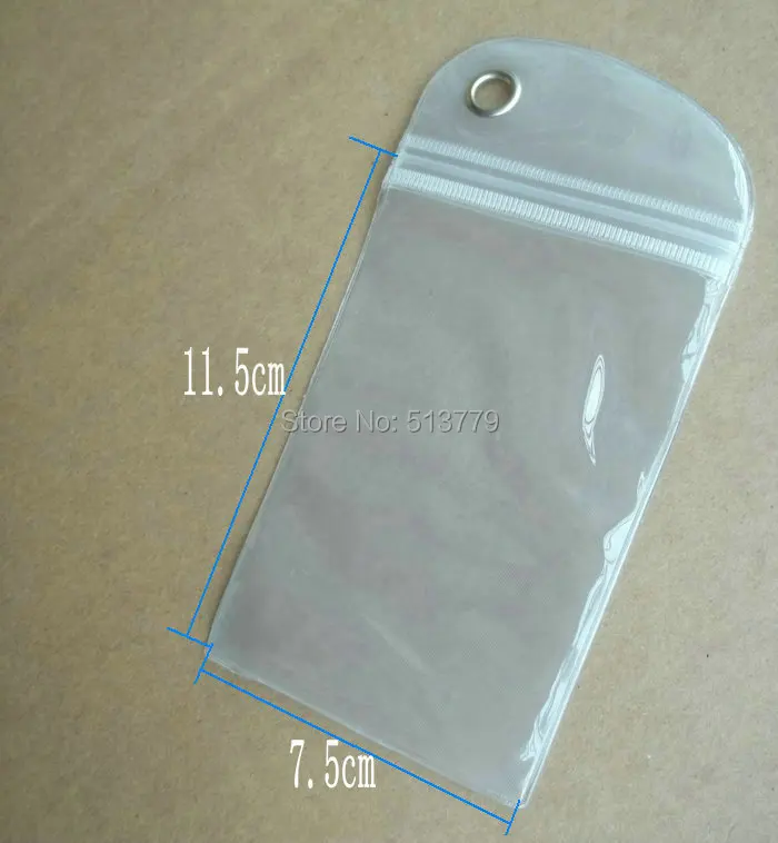 

7.5x11.5c Waterproof white Clear Plastic Retail Packaging Bag, Zip Lock PVC Bag charger battery cable P Hang Hole package 500pcs