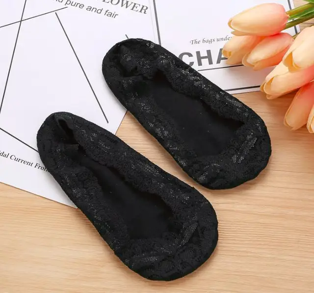 1Pair Women Lace Ruffle Ankle Sock Soft Comfy Sheer Silk Cotton Elastic Mesh Knit Frill Trim Transparent drop ship Women's socks 1