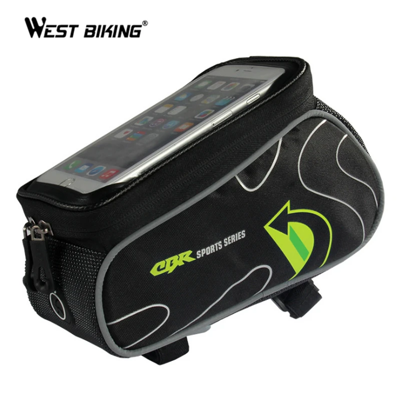 Excellent WEST BIKING Cycling MTB Bike Front Frame Top Tube Bag Bicycle Bags for 6 inch Phone Touch Screen Frame Front Tube Bicycle Bag 24