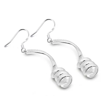 

New 925 Sterling Silver Earrings Sexy Girl Ribbon Pendant Design Solid Silver Earrings Ladies Glamour Jewelry Birthday present