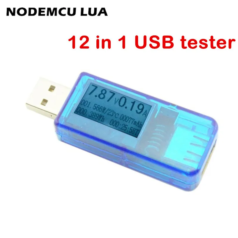 

12 in 1 USB tester Blue ammeter detector DC Digital voltmeter amperimetro voltagecurrent meter power bank charger indicator
