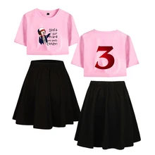 Frdun Tommy новые странные вещи 3 короткая юбка костюм короткий рукав Футболка и короткая юбка из двух частей для девочек Повседневный Kpop Стиль комплект