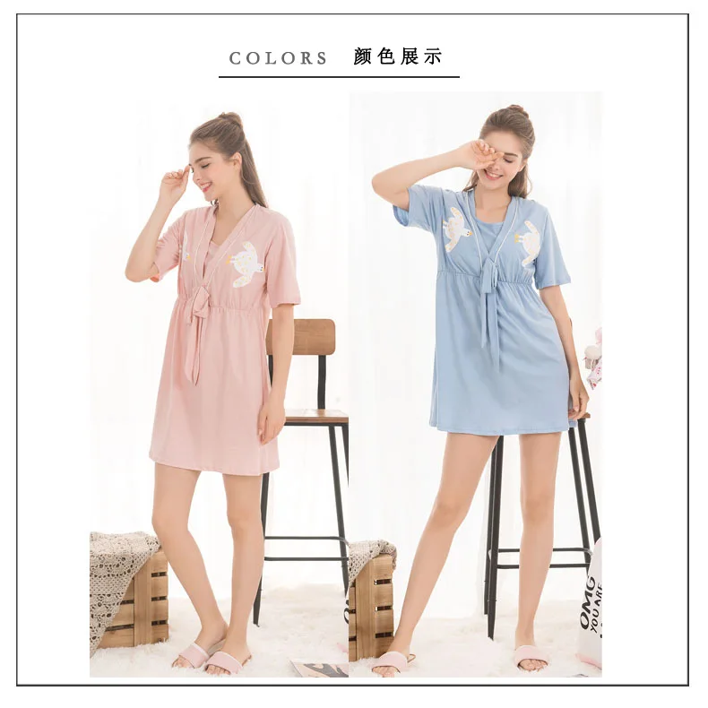 2018 Short Sleeve Dress Maternity Nursing Pajama for Pregnant Women Pajamas Breastfeeding Nightgowns for Nursing Mother clothes (4)