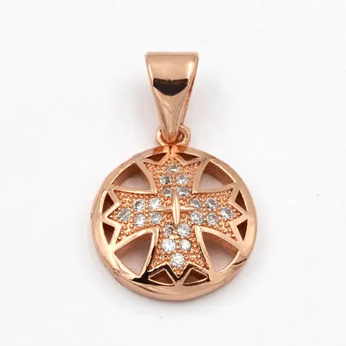 SUNNERLEES Fashion Jewelry Women Girls Cubic Zirconia Shield Cross Rose Gold Color Pendant Necklace Optional Chain P62 R | Украшения и