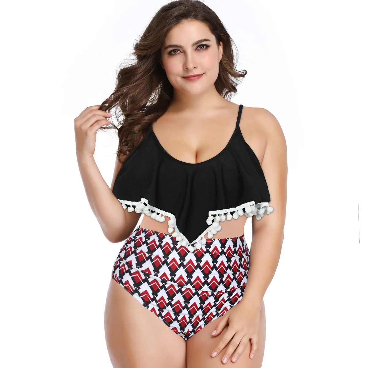 

New European and American Swimwear, Lotus Leaf Sexy Split Swimwear, Bikini Large-Size Swimwear