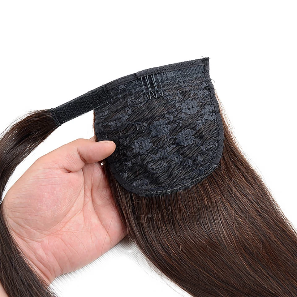 24'' Long Straight Ponytail Clip In Hair Synthetic Hair Extension Wrap on Pony Tail Fake Hair Pieces AOSIWIG