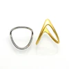BORASI Fashion Jewelry V Ring For Women Gold Color Stainless Steel Exquisite Shiny Polished Double V Shape Knuckle Ring 2017 5