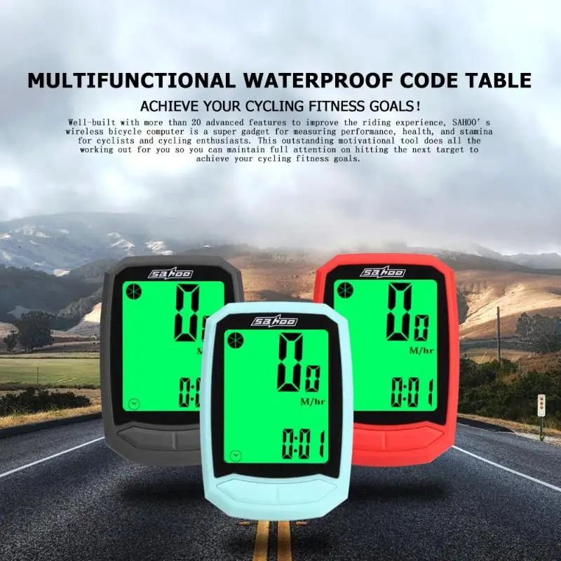 

SAHOO Wireless Backlit Bicycle Computer Rainproof Bike Speedometer Riding Digital LCD Display Bike Bicycle Odometer Speedometer