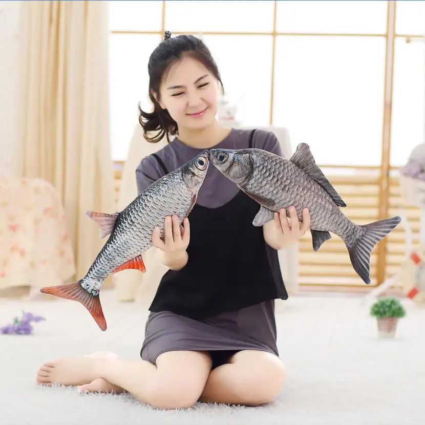 Cute Simulation Crucian Fish Plush font b Toy b font Stuffed Cartoon Animal Fish Pillow Little