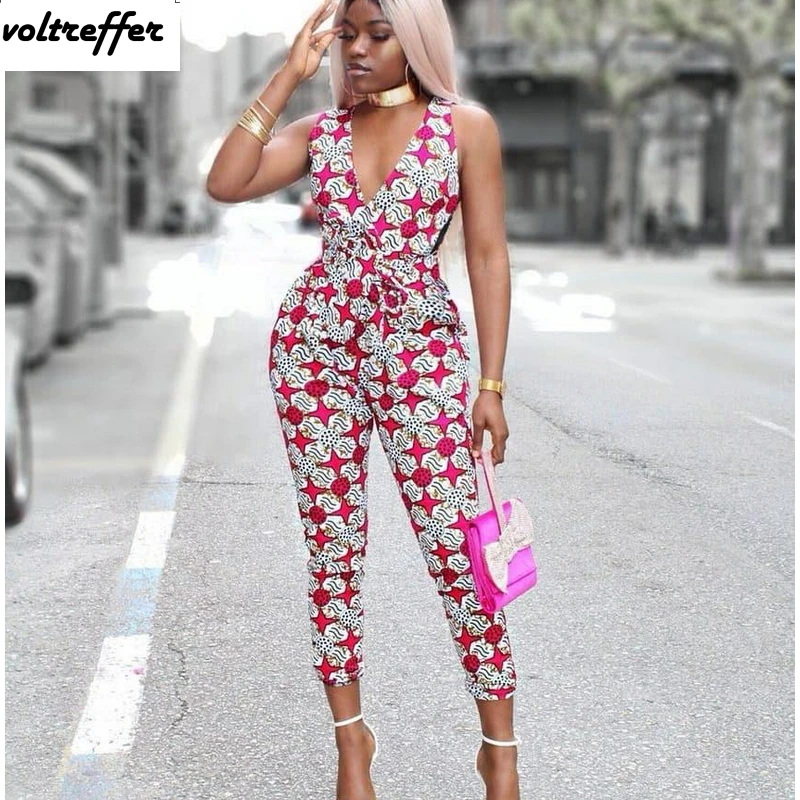 V Neck Floral Print Jumpsuits And Rompers For Women Sexy