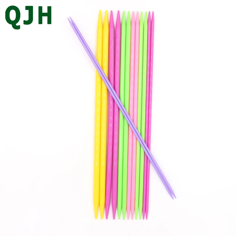 QJH 14 шт. 4 мм-10 мм конфеты цвета ABS пластиковые двойные острые иглы вязальные инструменты свитер иглы