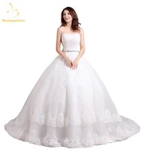 Bealegantom New Lace Ball Gown Wedding Dresses 2017 with Beaded Appliques Lace Up Plus Size Bridal Gowns Vestido De Novia QA1134
