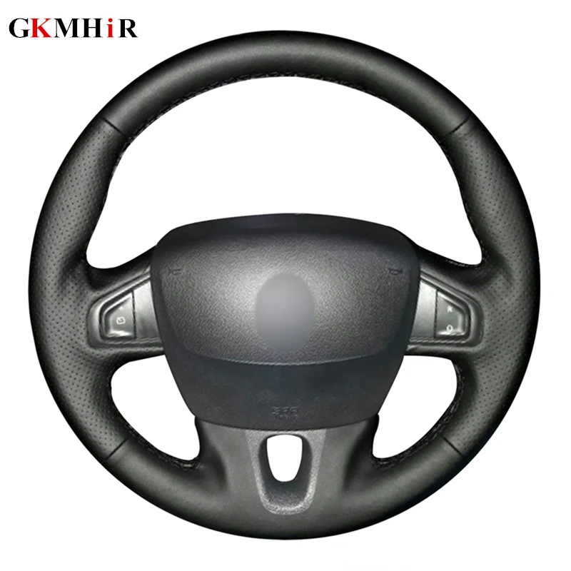 

Black Genuine Leather Car Steering Wheel Cover for Renault Fluence Fluence ZE 2009-2016 Megane 2009-2014 Scenic 2010-2015