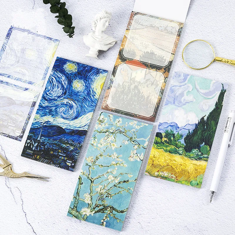 

2 pcs/Lot Mini Portable memo notepad Van Goah Starry star notebook planner agenda post Stationery Office School Supplies F104