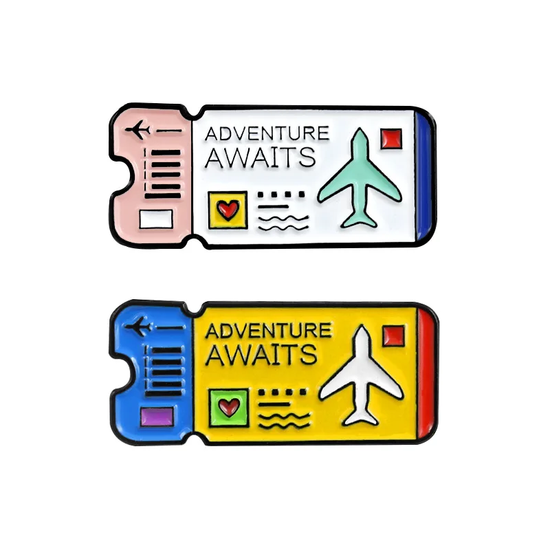

Cute Airplane Ticket Pilot Collar Pin Brooches Badges Lapel Suit Pin Enamel Party Brooch Backpack Brooch Women Girl