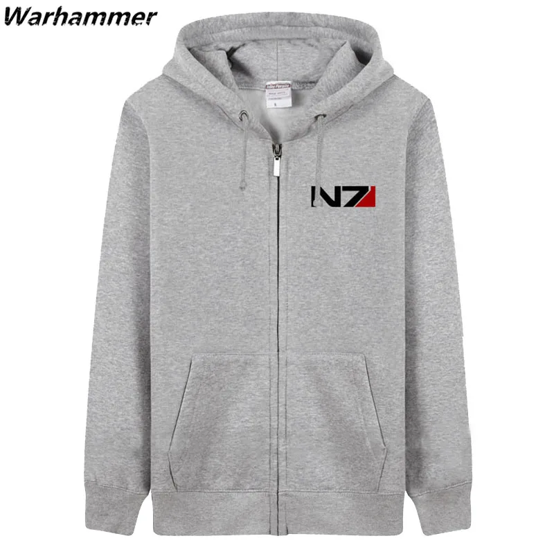

N7 Fans Hoodies Men Mass Effect Game Players Print Pattern Fleece Cotton Zipper Autumn Winter Casual Pullover Oversized Hoodies