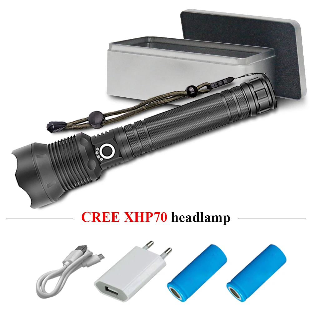 

xhp70 Powerful flashlight xhp70 zoom usb led torch flashlight 26650 / 18650 Rechargeable lampe torche waterproof camping light