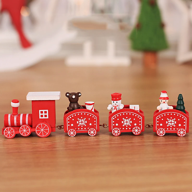 Горячая Распродажа, деревянные рождественские игрушки с поездом, детская комната, украшения для дома, Мультяшные деревянные куклы, поезда, рождественские подарки для детей и взрослых