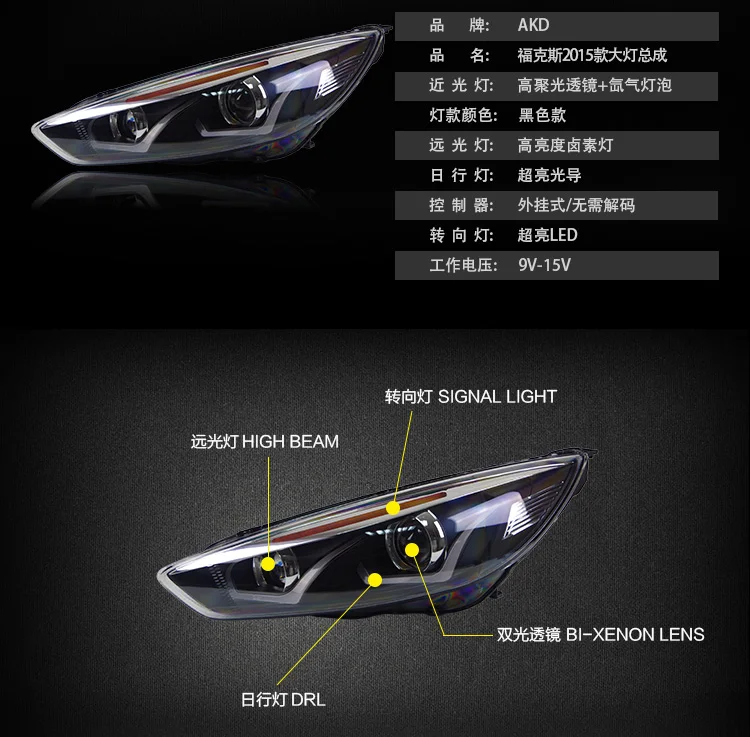 АКД стайлинга автомобилей фара для Ford светодиодная фара для Focus- Новинка фокус 4 светодиодный DRL H7 D2H HID вариант Ангел глаз Bi Xenon луч