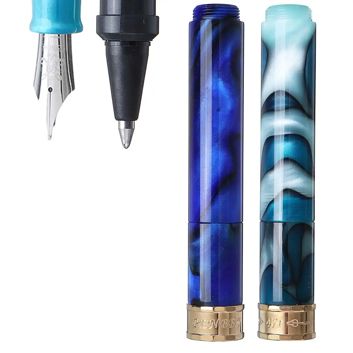 

PENBBS 471 Short Dropper Fountain Pen Smooth Resin Celluloid with Medium/Fine 0.5mm Nibs Short Fashion Writing Gifts