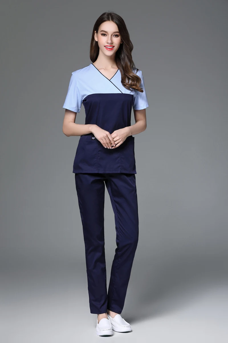 2019 для докторов медработников Униформа корейский стиль сшивание цвет Женская одежда наборы медицинская красота пластиковая