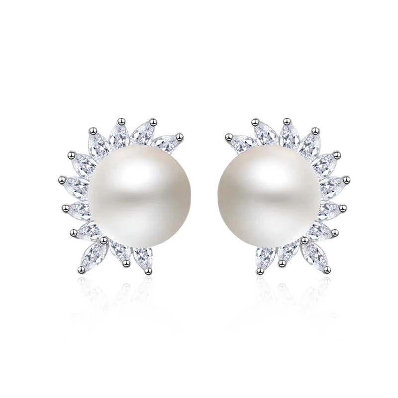 Натуральная S925 стерлингового серебра Дерево лист серьги гвоздики темперамент жемчужные rarrings ювелирные изделия в Корейском стиле цветок из циркона Brinco де Прата