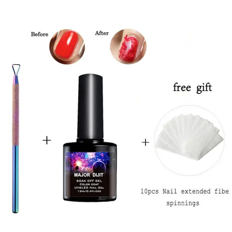 

3pc/set 12ml Magic Remover UV Gel Polish Remove Nail Gel Liquid Surface Sticky Layer With Nail Steel Push Professional Nail Art
