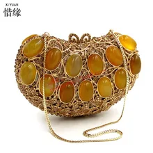 XIYUAN бренд для женщин мода полный клатч со стразами кошелек девушки агат драгоценный камень кошелек Золотые женские вечерние свадебные сумки на плечо подарки