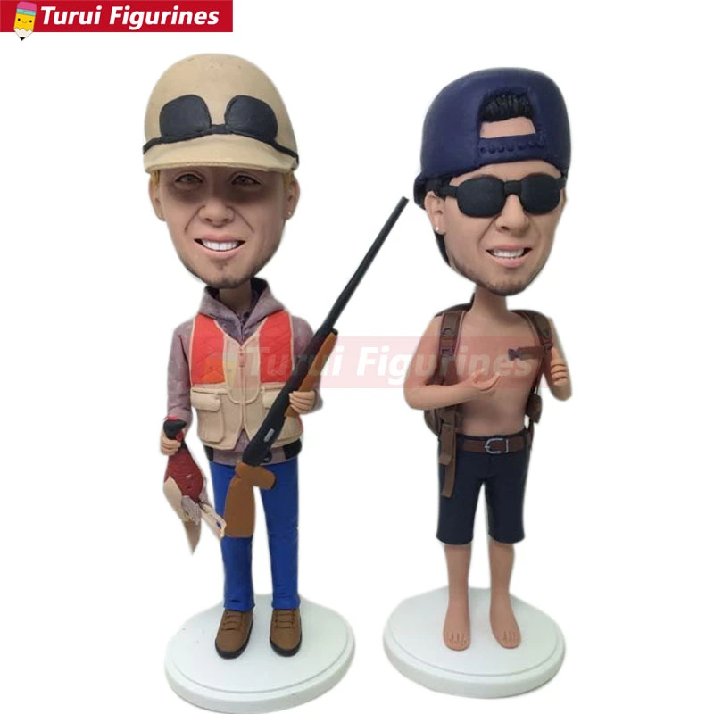 Figurine De Tete De Poisson Chasseur En Argile Personnalisee Decoration De Gateau D Anniversaire Basee Sur La Photo Du Client Mari Petit Ami Fils B Aliexpress