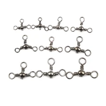 100 шт/партия 3 способа твердое кольцо рыболовный поворотный прокат вертлюги латунный бочонок тройные Вертлюги зажим подшипника рыболовные аксессуары