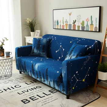 

Living Room Decor Spandex Elastic Polyester Sofa Cover Starry Sky Tropical Plants Floral Slipcovers All-inclusive Couch Cover