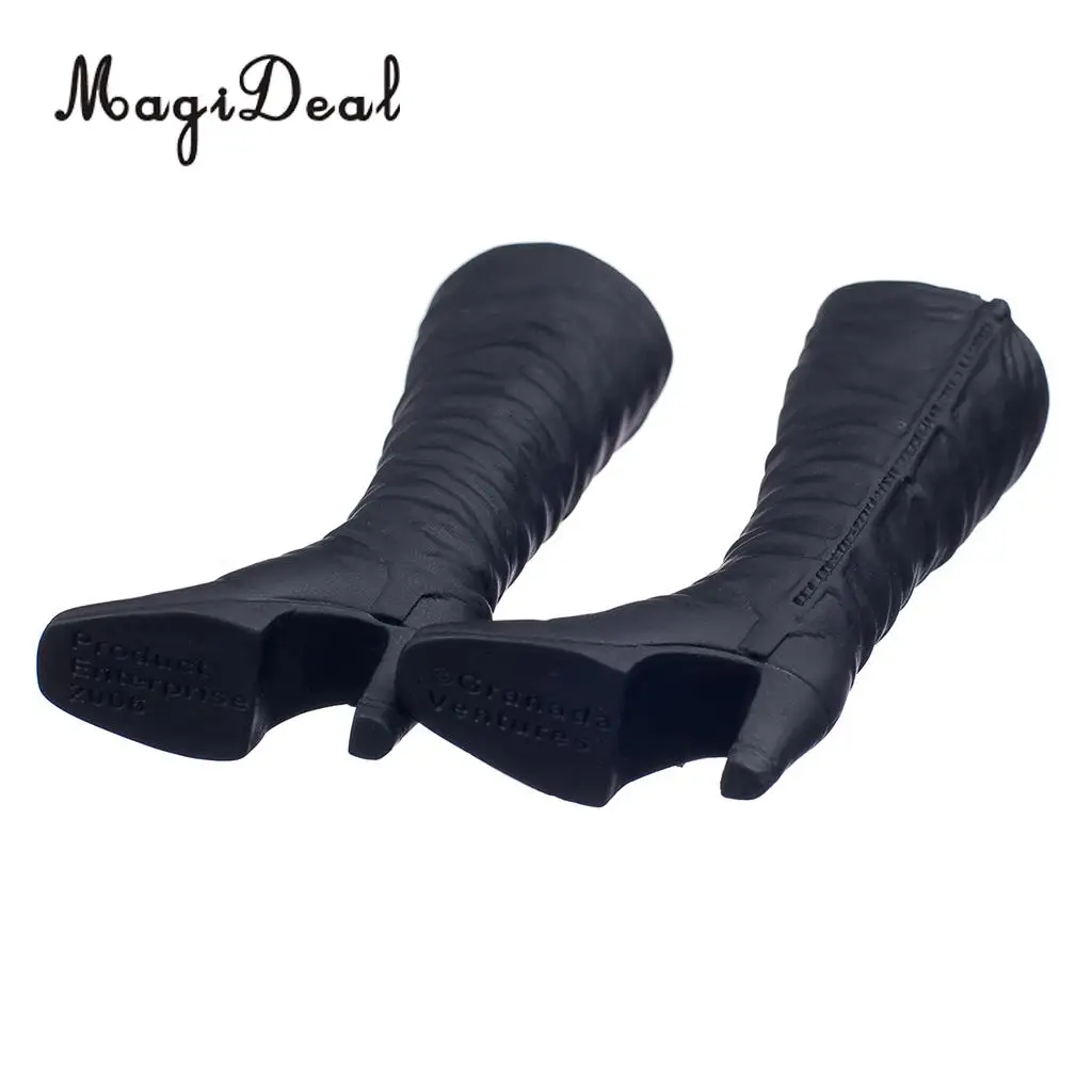 MagiDeal Fashion 1Pair Black 1/6 Scale Rubber High Heeled Long Boots Shoes For 12 Inch Action Figure Body Party Stage Show Acce