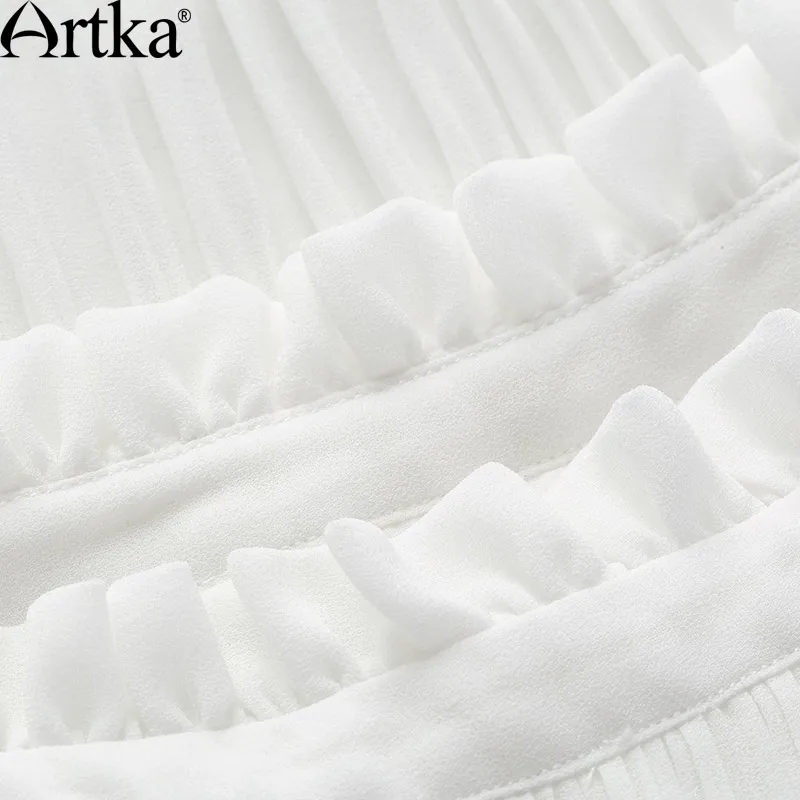 ARTKA/женская летняя Новинка 2018 года 2 цвета шифоновая рубашка в складку модная с