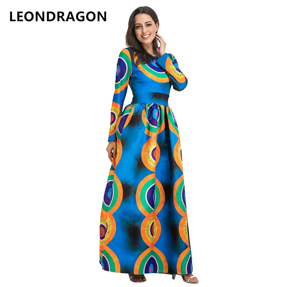 Sexy Elegant Peacock Print Maxi Dress Party Long Dresses Vestidos