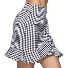 Качество лотоса юбки с узором в виде листьев качество Для женщин плед Весна-осень Новое модное обтягивающее по бедрам сексуальное кружевная юбка vestidos de festa JY8985