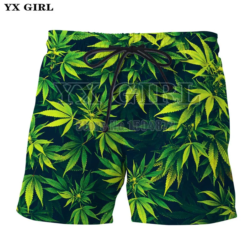 Шорты YX Girl мужские/женские пляжные с 3d принтом конопли модные повседневные